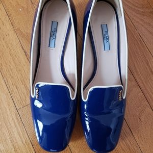 Prada Patent Leather Blue Loafers